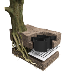 No-dig geocellular tree root protection using ABG Abweb geocell system