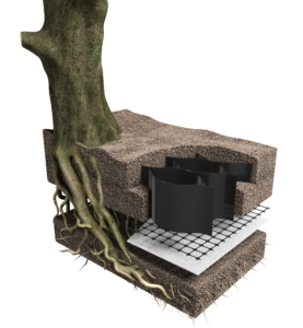 Abweb TRP is a geocellular system for protecting tree roots where a temporary access route is required