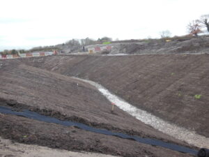 Erosion control project on a channel and slope using geosynthetics
