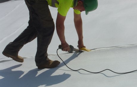 UV resistant Pozidrain geotextile welding with a hot air gun
