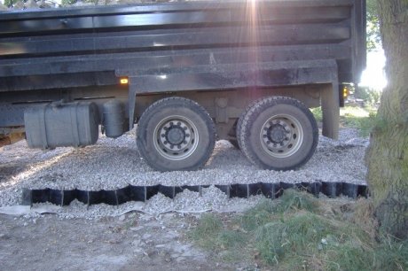 ABG Geocell filled with gravel is ideal for tree root protection pavements and road surfaces