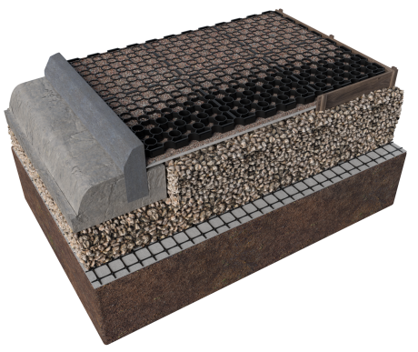 Sudspave is a permeable plastic paving grid system for porous gravel parking