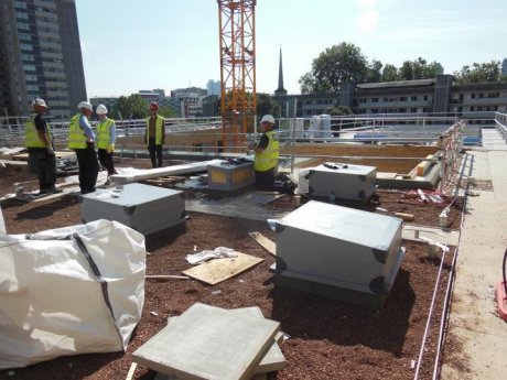 Biodiverse roof area during construction. Incorporated to enhance site ecology, contributing to the project achieving a BREEAM ‘Excellent’ Rating